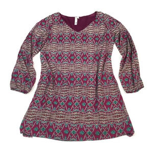 DR50 Pink Owl LS Trendy Tunic Dress Small S